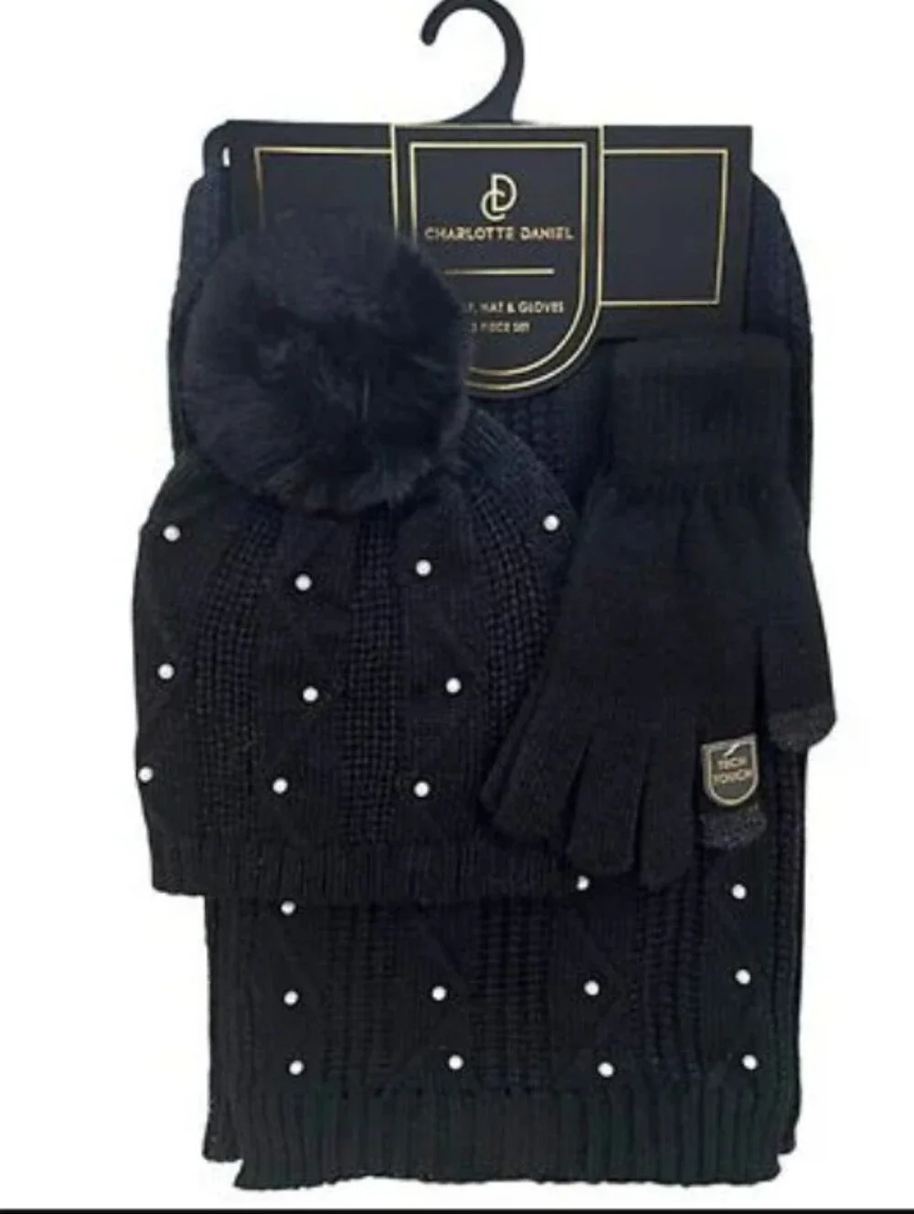 Charlotte Daniel-3pc Hat Scarf & Gloves Set (Black 🖤)-0S